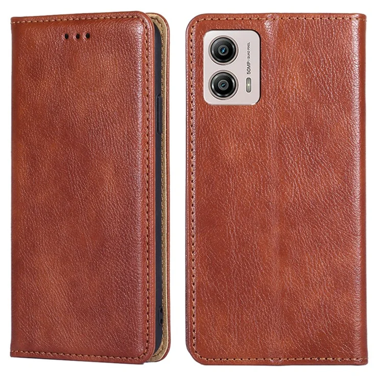 For Motorola Moto G73 5G PU Leather Wallet Phone Case Magnetic Auto-closing Stand Cover - Brown