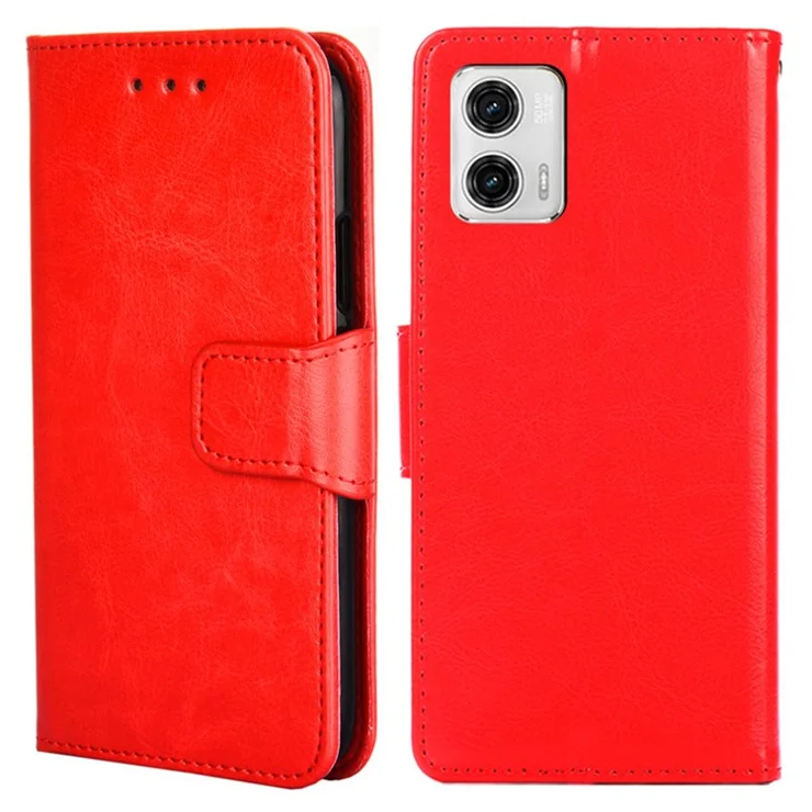 For Motorola Moto G73 5G PU Leather Phone Wallet Case Stand Protective Phone Cover - Red