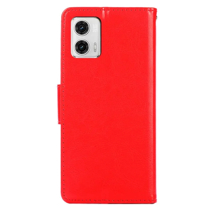 For Motorola Moto G73 5G PU Leather Phone Wallet Case Stand Protective Phone Cover - Red