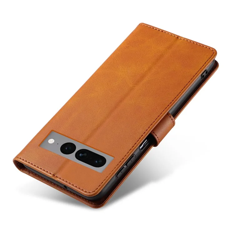For Google Pixel 7 Pro 5G Anti-fall Phone Cover Square Clasp
Leather Phone Case with Stand Wallet - Khaki