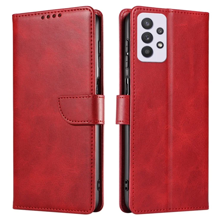 For Samsung Galaxy A53 5G Phone Wallet Case Stand Square Magnetic Clasp Leather Cover - Red