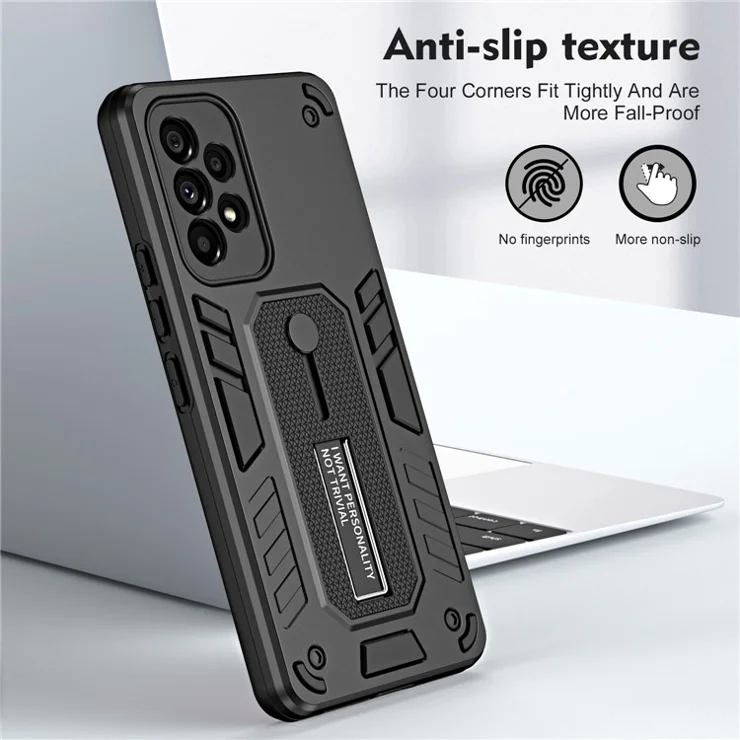 Shockproof Phone Case Kickstand For Samsung Galaxy A13 4G , PC + TPU Non-slip Smartphone Cover - Black