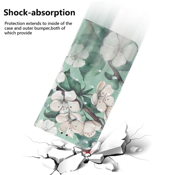 For Honor 70 5G PU Leather Phone Case Stand Wallet Anti-fall Cell Phone Cover with Strap - Watercolor Flowers