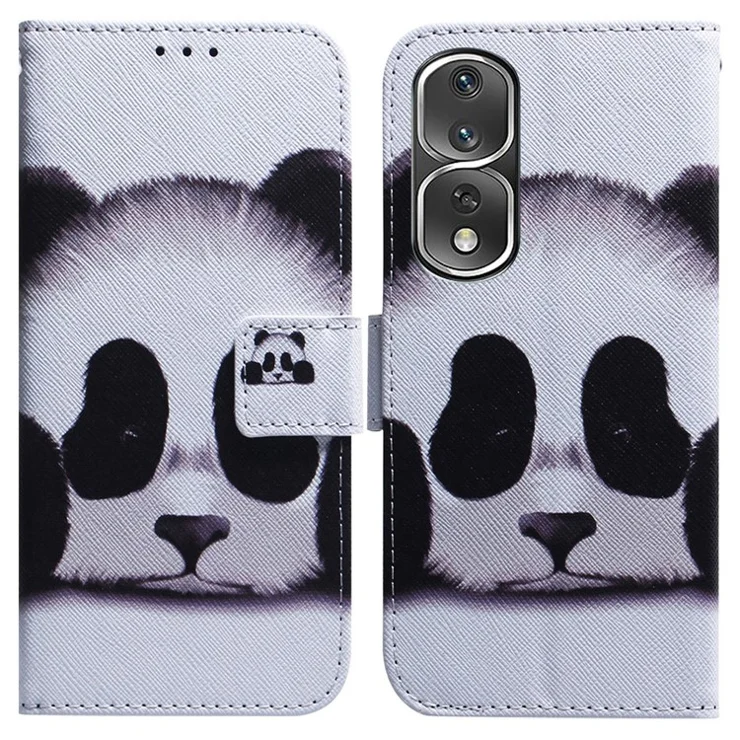 Pattern Printing Cover for Honor 80 Pro 5G , Magnetic Clasp PU Leather Wallet Stand Phone Case - Panda