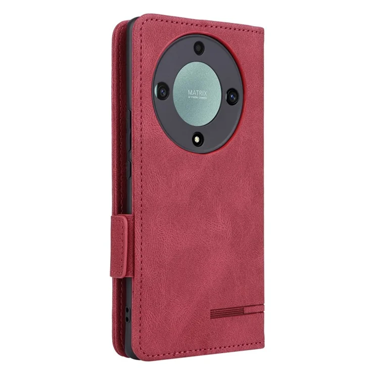 For Honor Magic5 Lite 5G / X9a 5G / X40 5G Phone Case PU Leather Hardware Decor Stand Wallet Phone Cover - Rose