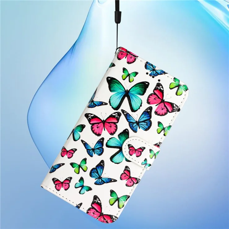 PU Leather Flip Cover for Motorola Moto G22 Shockproof Case Pattern Printing Wallet Phone Cover - Color Butterfly