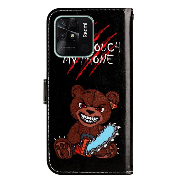 For Xiaomi Redmi 10C 4G PU Leather Wallet Flip Cover Pattern Printing Folding Stand Phone Case - Don't Touch My Phone