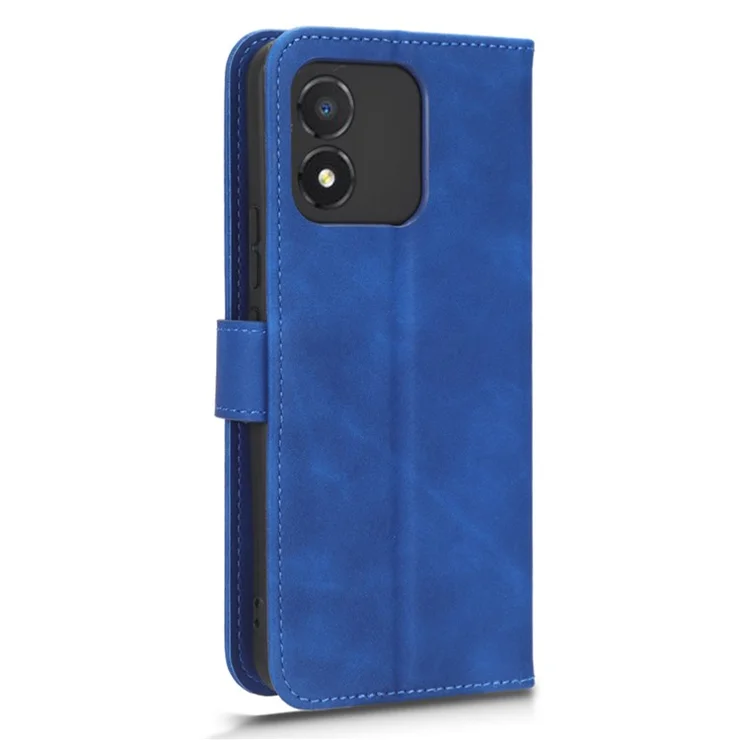 For Honor X5 4G Skin-touch Leather Phone Stand Case Wallet Cell Phone Cover - Blue