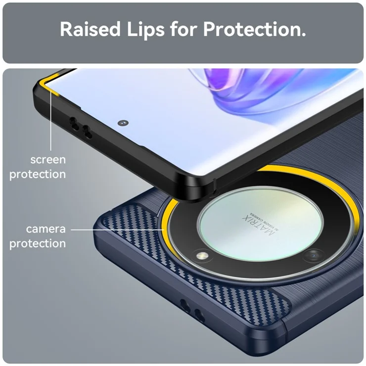 For Honor X9a 5G / X40 5G / Magic5 Lite 5G Carbon Fiber Texture Phone TPU Case Brushed Phone Cover - Blue