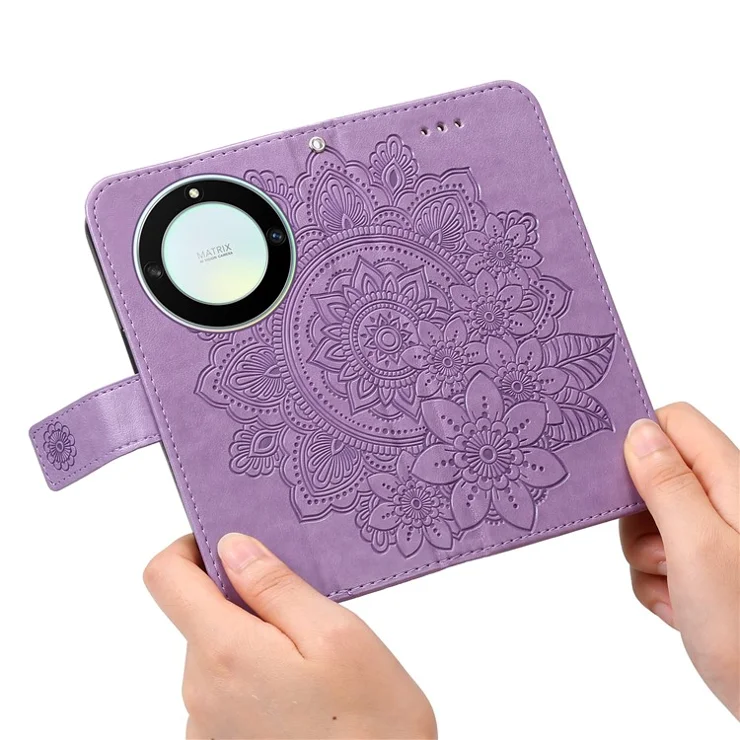 For Honor X40 5G / X9a 5G / Magic5 Lite 5G Case Floral Pattern PU Leather Wallet Stand Phone Cover - Purple