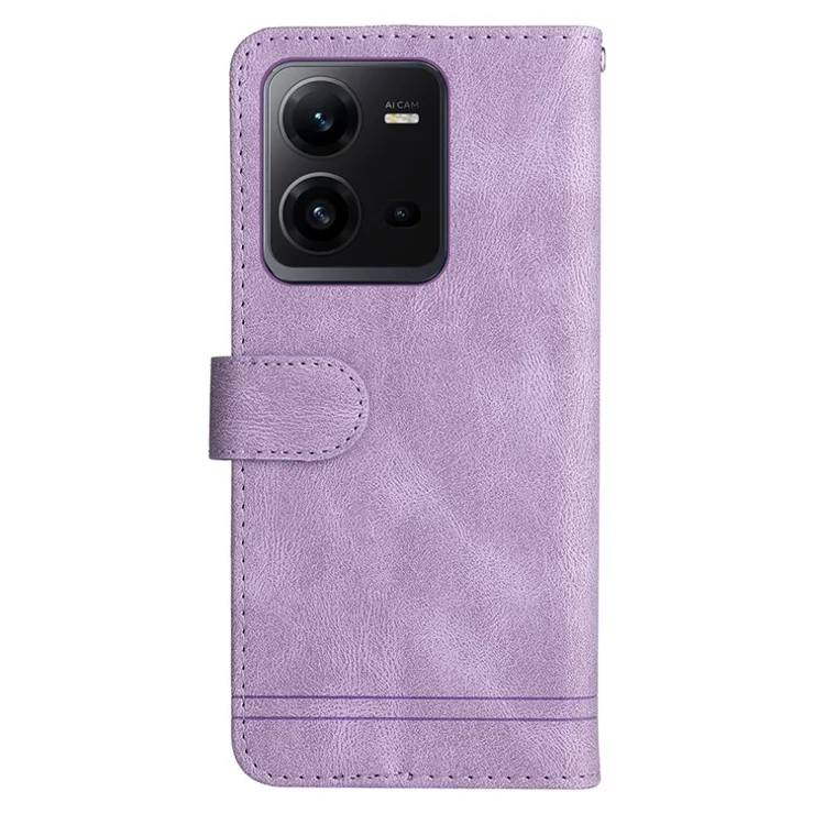 For vivo V25e 4G / V25 5G Leather Wallet Cases Skin Touch Phone Cover Stand with Strap - Purple