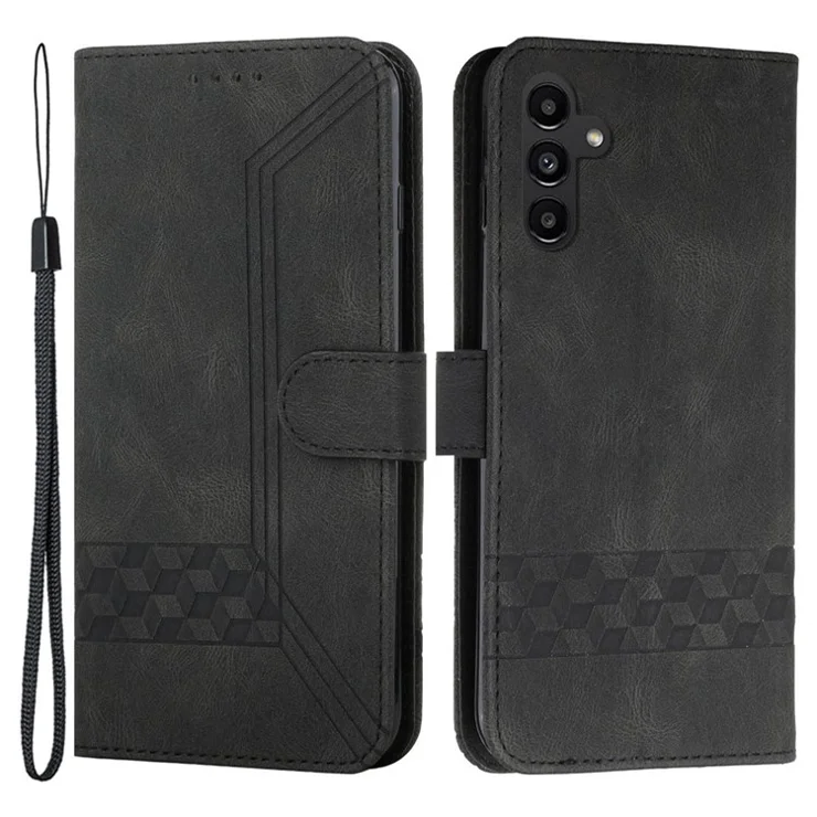 YX0010 Series for Samsung Galaxy A14 5G / 4G Wallet Stand Phone Case PU Leather Pattern Imprinted Phone Cover - Black