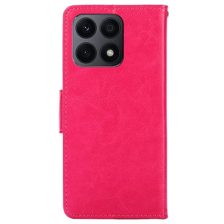For Honor X8a 4G Shockproof Leather Wallet Phone Case Folding Stand Cover - Rose