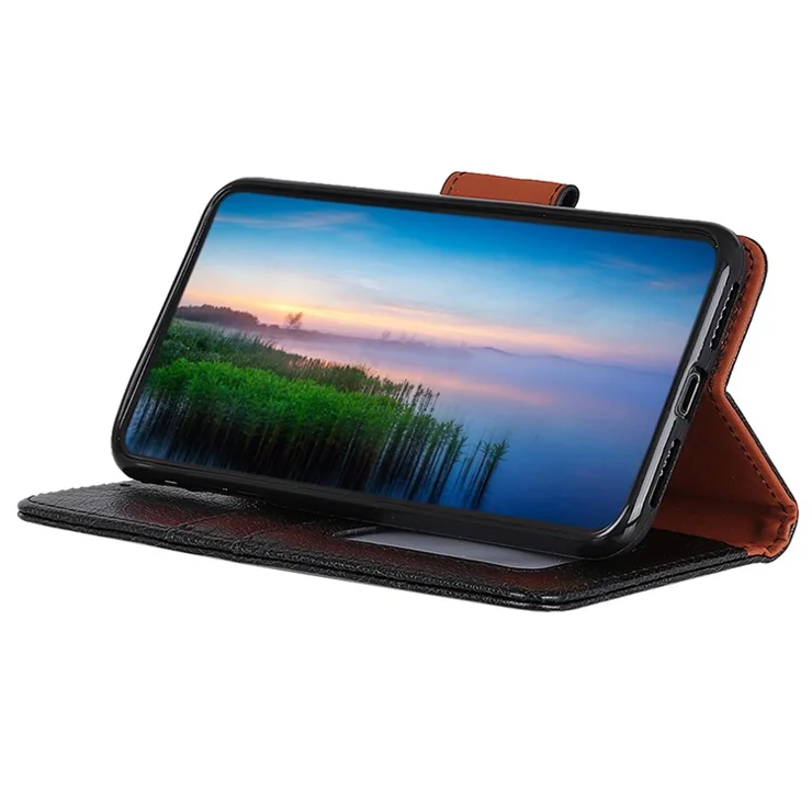 For Sony Xperia 1 V Split Leather Phone Case Nappa Texture Stand Wallet Magnetic Clasp Phone Cover - Black