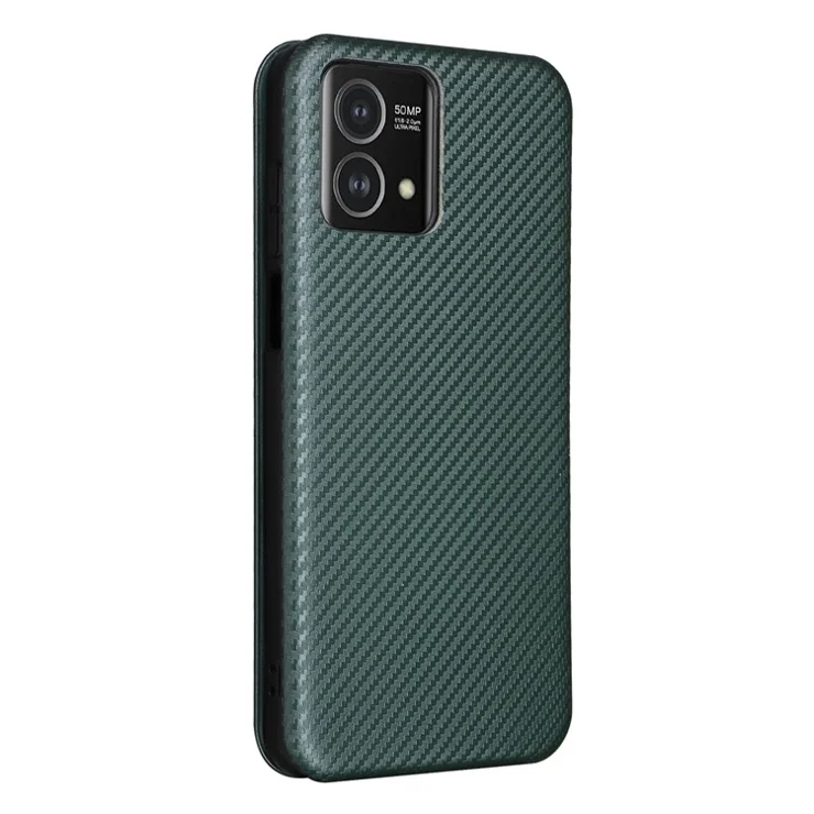 For Motorola Moto G Stylus 5G (2023) Leather Phone Case with Card Holder Carbon Fiber Texture Stand Cover - Green