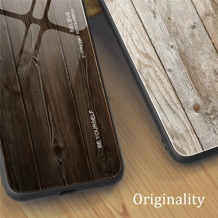 For OnePlus 11 5G Wooden Pattern Anti-fall Phone Case Tempered Glass + TPU Protective Cover - Orange