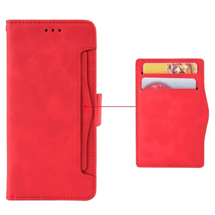 Phone Case for ZTE Blade V40s 4G Leather Wallet Cover Multiple Card Slots Cell Phone Shell - Red