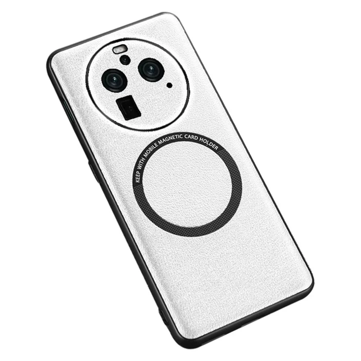 Magnetic Phone Shell for Oppo Find X6 Pro PU Leather+PC+TPU Cell Phone Cover Phone Case - White