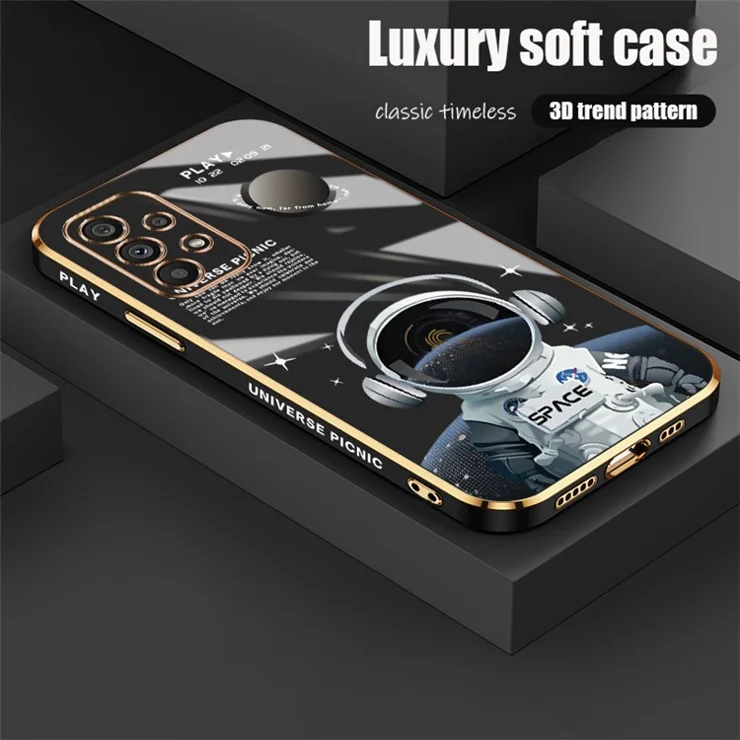 RZANTS For Samsung Galaxy A73 5G Phone TPU Case Headphone Astronaut Pattern Electroplating Phone Cover - Black