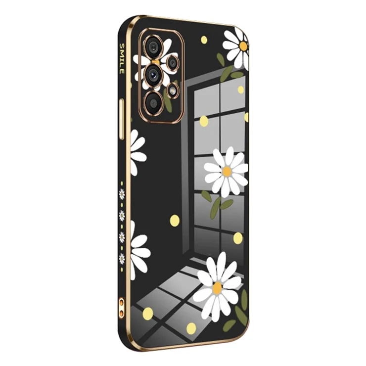 RZANTS Soft TPU Case for Samsung Galaxy A52 4G / 5G / A52s 5G , Flower Pattern Electroplated Design Phone Cover - Black