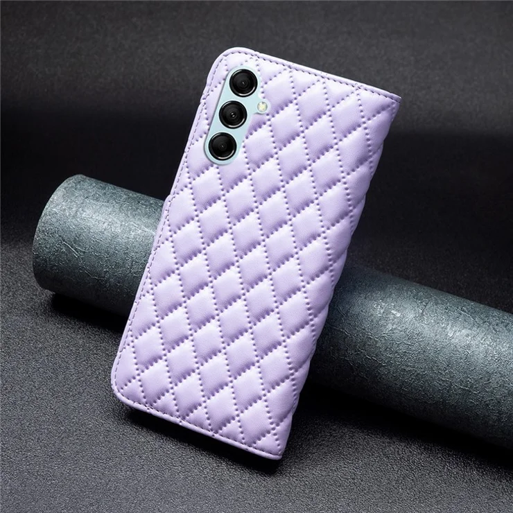 BINFEN COLOR BF Style-14 for Samsung Galaxy M14 5G Phone Case Leather Stand Wallet Phone Cover - Purple