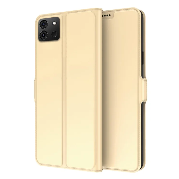 For Infinix Smart 7 4G Mobile Phone Case Stand Anti-Scratch Leather Phone Cover with Card Slot - Gold