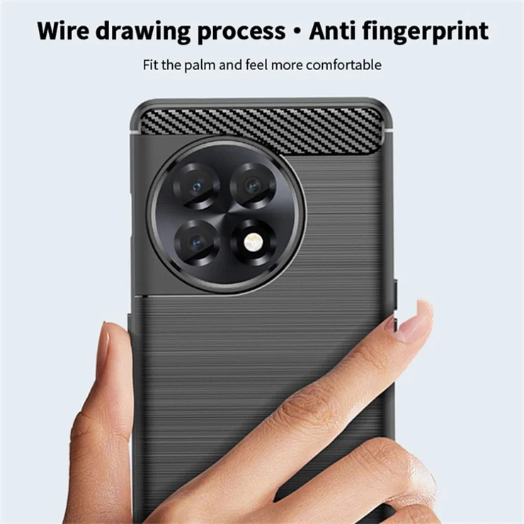 MOFI JK TPU Series-1 Brushed TPU Cover for OnePlus 11R 5G / Ace 2 5G Carbon Fiber Phone Shell - Red