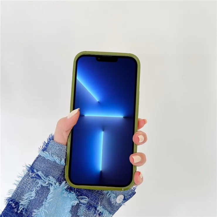 Glossy Phone Case for iPhone 13 Pro 6.1 inch Pleat Design Drop-proof Soft TPU Back Protective Cover - Black