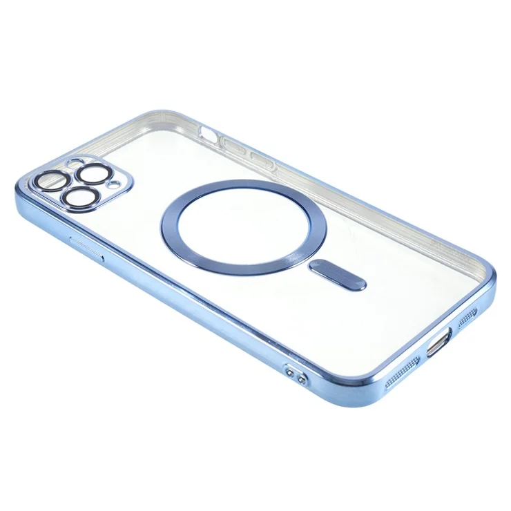 For iPhone 11 Pro 5.8 inch Magnetic Case Compatible with MagSafe Precise Cutouts TPU Phone Cover with Lens Film - Baby Blue