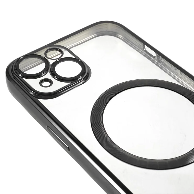 For iPhone 13 Case Compatible with Magsafe TPU Magnetic Cover with PC Lens Protector - Black