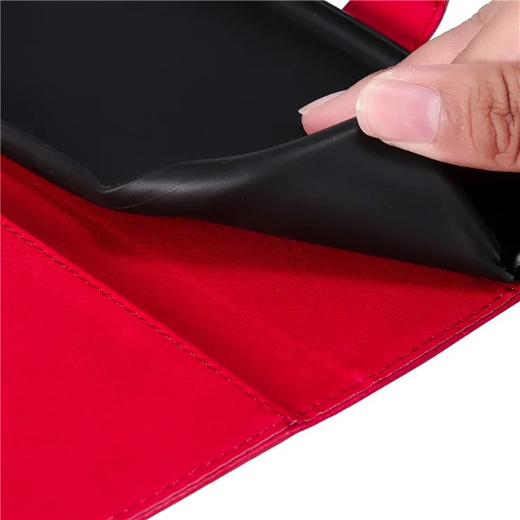 For Motorola Moto G73 5G PU Leather Wallet Case Solid Color Stand Phone Cover with Strap - Red