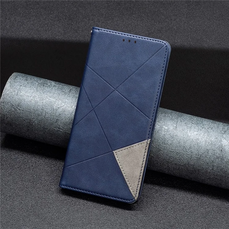 Wallet Phone Cover for Oppo Find X6 Pro , Card Holder Imprinting Pattern Splicing PU Leather Phone Stand Case - Blue
