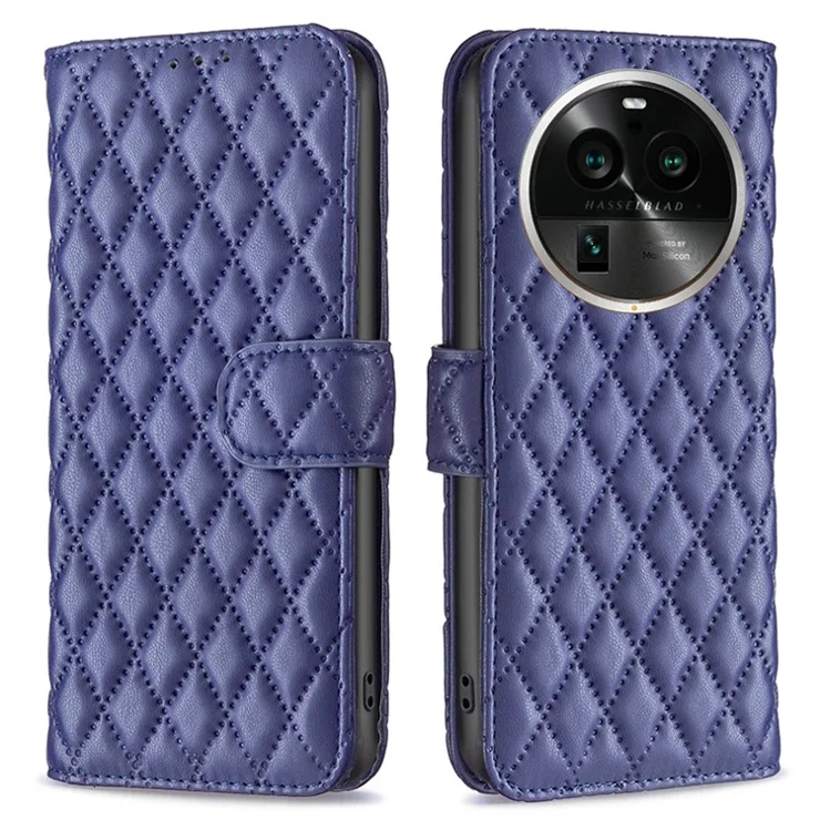 BINFEN COLOR BF Style-14 for Oppo Find X6 Pro PU Leather Phone Case Stand Wallet Phone Cover - Blue