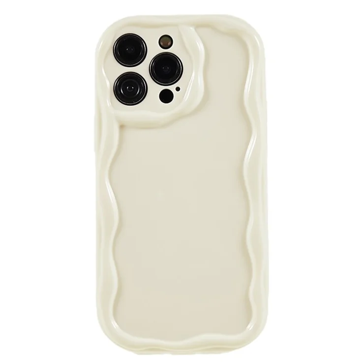 For iPhone 14 Pro Max Back Cover Wave Design Soft TPU Anti-drop Phone Case - White