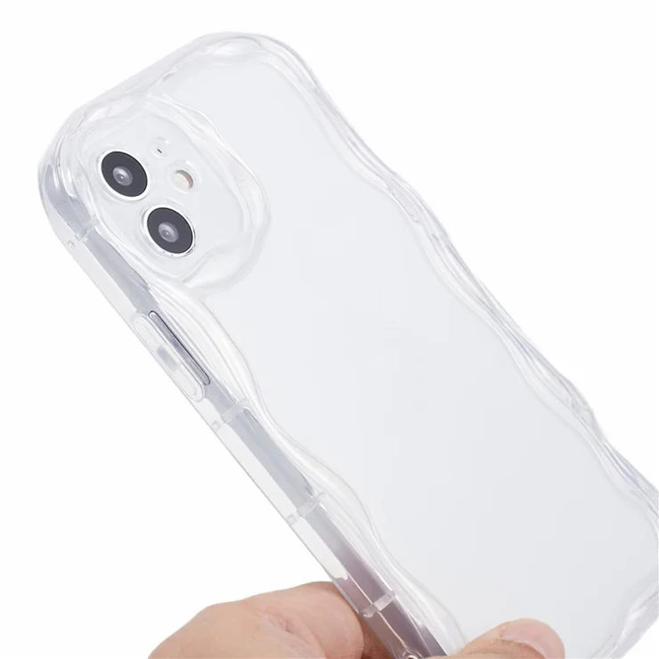 For iPhone 12 Creative Wave Design Shockproof Back Cover TPU Phone Case - Transparent