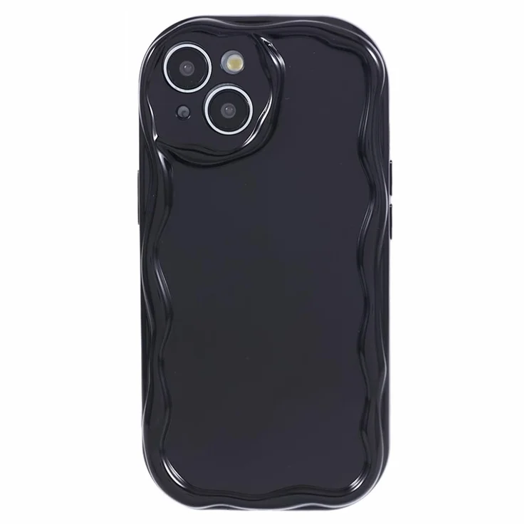 For iPhone 14 Plus Creative Wave Design Drop-proof Cover Soft TPU Phone Case - Black