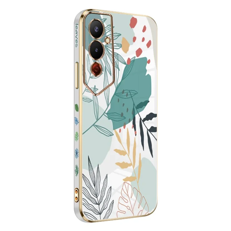 RZANTS For TECNO Pova 4 Pro 4G Green Leaves Pattern Phone Case Electroplated Shockproof TPU Phone Cover - White
