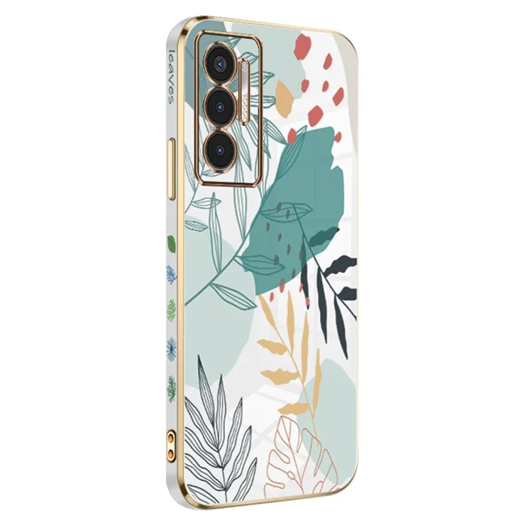 RZANTS For TECNO Pova 3 4G Green Leaves Pattern TPU Case Electroplating Mobile Phone Cover - White