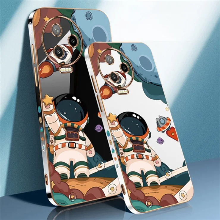RZANTS For Infinix Note 12 Pro 4G Phone TPU Case Astronaut Spaceship Pattern Electroplating Smartphone Cover - Black