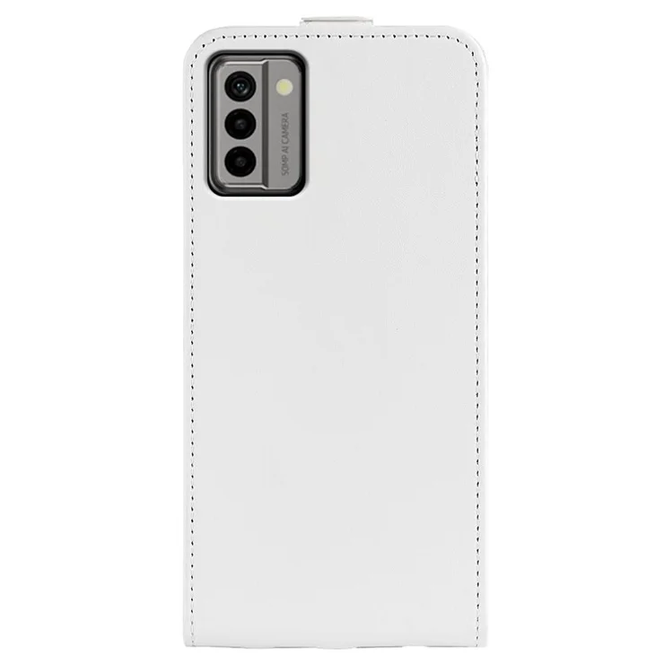 For Nokia G22 Card Holder Vertical Flip Phone Case Crazy Horse Texture Shockproof PU Leather Cover - White