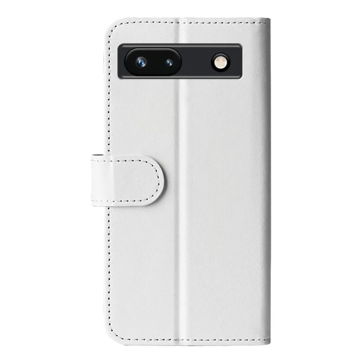 Stand Phone Case for Google Pixel 7a PU Leather Wallet Crazy Horse Texture Flip Cover - White