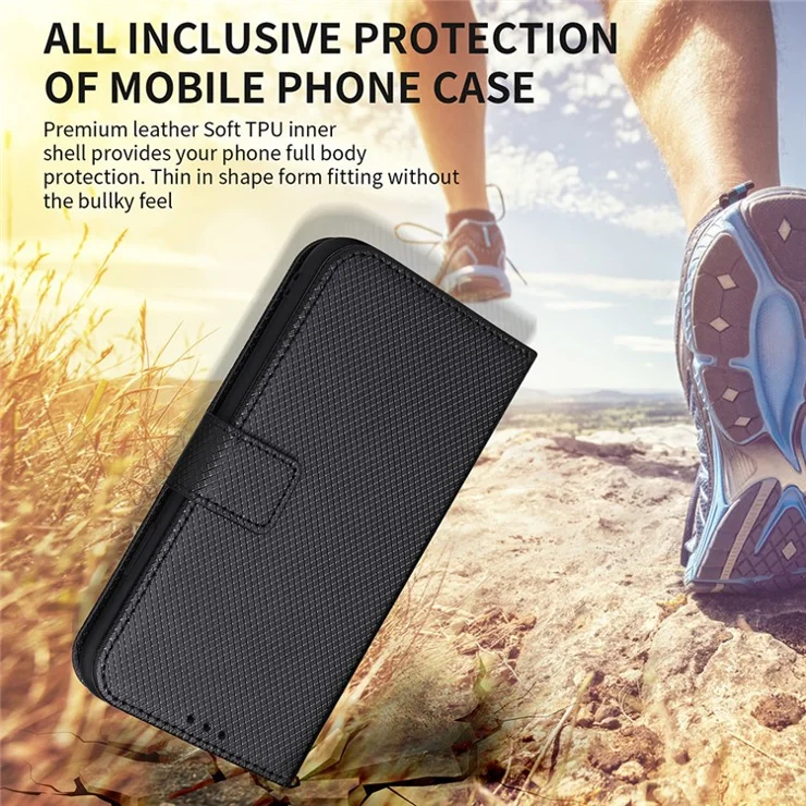 For Oppo Find X6 Pro PU Leather Protective Cover Stand Function Diamond Texture Wallet Phone Case - Blue