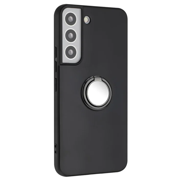 Ring Kickstand Matte Cover for Samsung Galaxy S22+ 5G TPU Phone Case Works for Magnetic Car Mount - Black