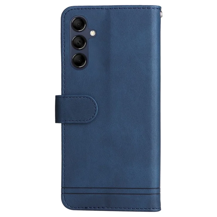 For Samsung Galaxy M14 5G Leather Wallet Cases Skin Touch Phone Cover Stand with Strap - Blue