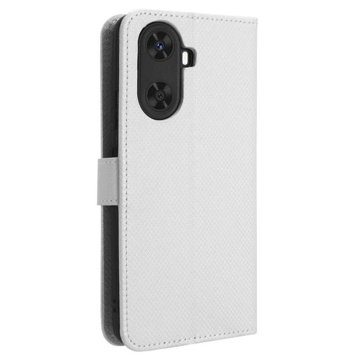Protective Cover for Huawei Enjoy 60 Diamond Texture PU Leather Flip Case Wallet Phone Case - White
