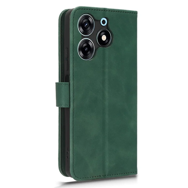 For TECNO Spark 10 Pro Skin-Touch Leather Folio Case Wallet Stand Magnetic Protective Phone Cover - Green