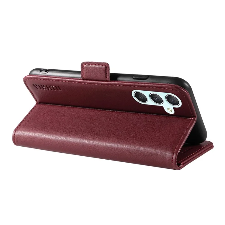 YIKATU YK-003 For Samsung Galaxy A54 5G Side Clasp Flip Stand Cover Anti-drop PU Leather Wallet Phone Case - Wine Red