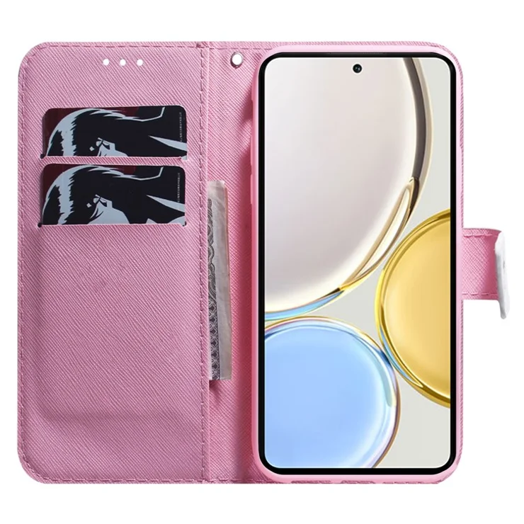 Phone Case for Honor X5 4G Wallet Stand Pattern Printing Folio Flip PU Leather Cover Shell - Pink Flower