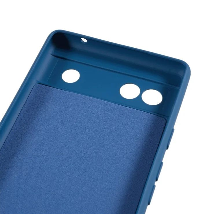 For Google Pixel 6a Soft TPU Rubberized Phone Case Fiber Lining Back Cover - Sapphire