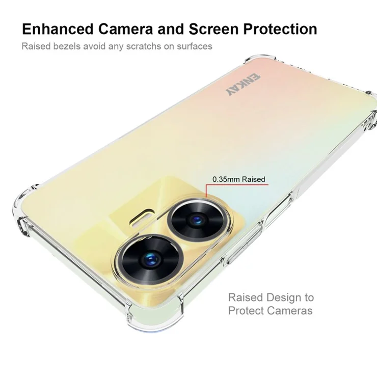 ENKAY HAT PRINCE For Realme C55 Smartphone Case Anti-slip Strip Edge Drop-proof TPU Clear Phone Cover